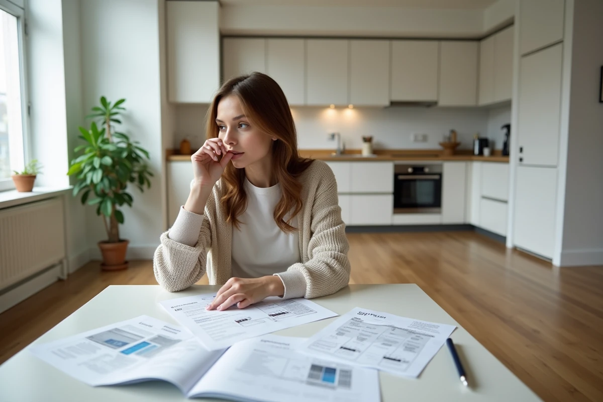 Femme étudiant des schémas électriques à la maison