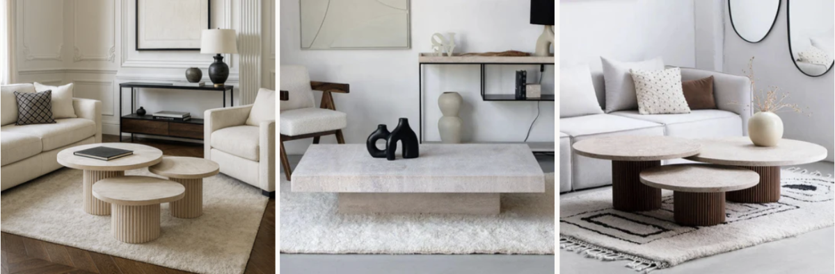 table basse en travertin